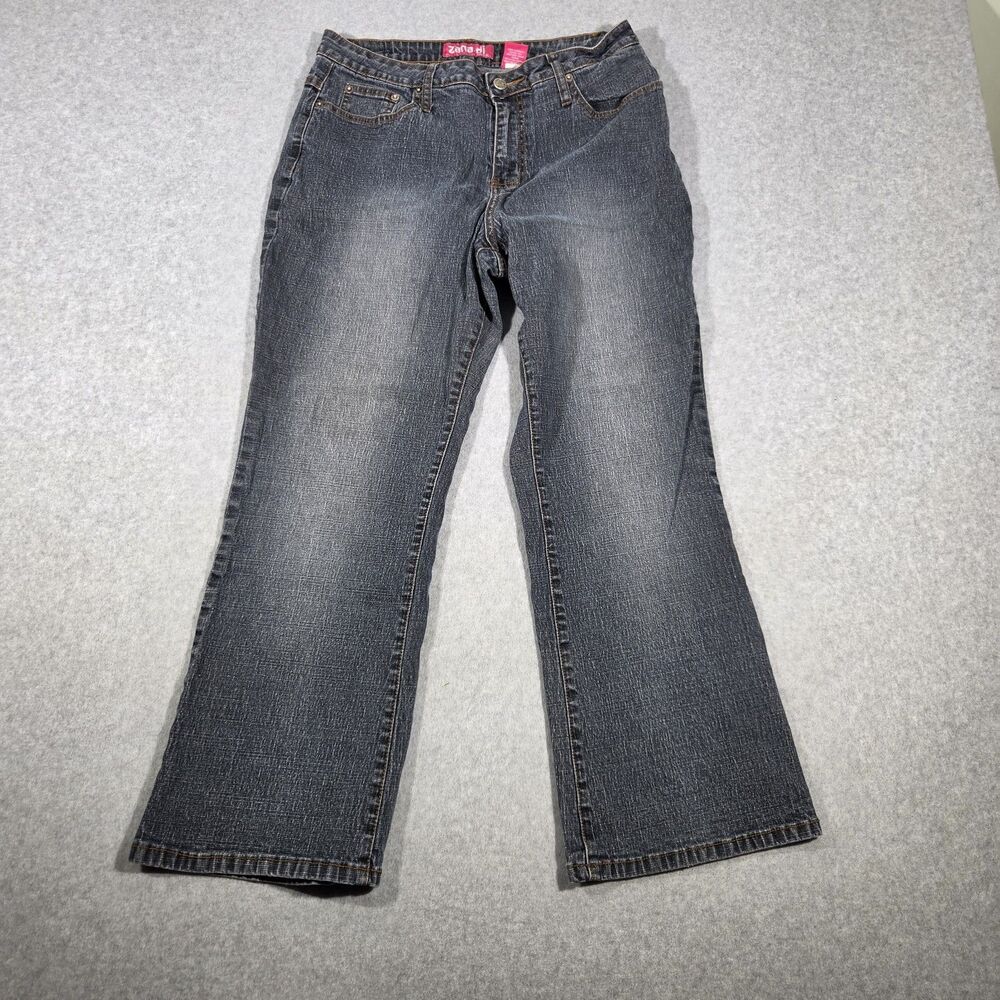 Vintage Zana-Di Jeans Womens 16P Faded Dark Wash Crop Flare Wide Leg Y2K Petite